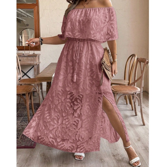 Plus Floral Print Off Shoulder Ruffle Maxi Dress - Picture 2 of 10